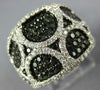 ESTATE 1.76CT WHITE & BLACK DIAMOND 18KT WHITE GOLD MULTI ROW CIRCULAR FUN RING