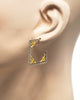 18KT YELLOW GOLD & 925 SILVER HANDCRAFTED SQUARE FILIGREE HOOP HANGING EARRINGS