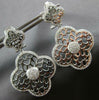 LARGE .88CT DIAMOND 14KT WHITE GOLD 3D FILIGREE 4 LEAF CLOVER FLOWER EARRINGS