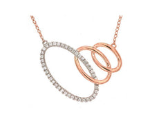 ESTATE .16CT DIAMOND 14KT ROSE GOLD 3D OVAL GRADUATING LOVE KNOT FUN NECKLACE