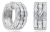 WIDE 1.88CT DIAMOND 18KT WHITE GOLD 3D ROUND & BAUETTE FILIGREE HUGGIE EARRINGS