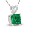 .80CT AAA EMERALD 14KT WHITE GOLD 3D CLASSIC SQUARE SOLITAIRE FLOATING PENDANT
