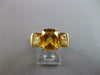 LARGE 8.26CT AAA EF CITRINE 14KT YELLOW GOLD 3D CUSHION 3 STONE FUN RING #27545