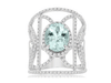 LARGE 3.05CT DIAMOND & AAA AQUAMARINE 14KT WHITE GOLD OVAL & ROUND FILIGREE RING