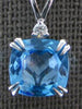 2.44CT DIAMOND & AAA BLUE TOPAZ 14K WHITE GOLD 3D CUSHION & ROUND SQUARE PENDANT