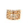 LARGE 2.16CT DIAMOND 18K YELLOW GOLD ROUND & BAGUETTE MULTI ROW ANNIVERSARY RING