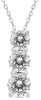 1.0CT DIAMOND 14KT WHITE GOLD SHARED PRONG 3 STONE PAST PRESENT FUTURE PENDANT