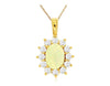1.53CT DIAMOND & AAA OPAL 14KT YELLOW GOLD OVAL & ROUND FLOWER FLOATING PENDANT