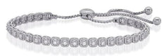 1.0CT DIAMOND 14KT WHITE GOLD 3D SQUARE FILIGREE ADJUSTABLE FUN TENNIS BRACELET