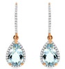 2.32CT DIAMOND & AAA AQUAMARINE 14KT WHITE ROSE GOLD PEAR SHAPE HANGING EARRINGS