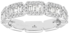 .91CT DIAMOND 14KT WHITE GOLD ROUND & BAGUETTE SQUARE WEDDING ANNIVERSARY RING