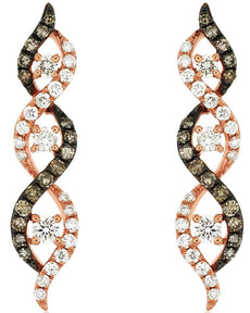 .46CT WHITE & MOCHA DIAMOND 14KT ROSE & BLACK GOLD INFINITY FUN HANGING EARRINGS