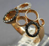 ESTATE WIDE .31CT WHITE & BLACK DIAMOND 14K ROSE GOLD 3D MULTI CIRCULAR FUN RING