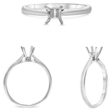 .02CT DIAMOND 14KT WHITE GOLD CLASSIC SQUARE 4 PRONG SEMI MOUNT ENGAGEMENT RING