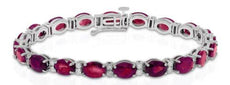 19.54CT DIAMOND & AAA RUBY 14KT WHITE GOLD OVAL & ROUND ETERNITY TENNIS BRACELET