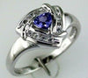 .43CT DIAMOND & AAA TANZANITE 14KT WHITE GOLD TRILLION & ROUND TRIANGULAR RING