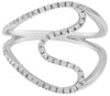 ESTATE WIDE .35CT DIAMOND 14KT WHITE GOLD 3D OPEN HEART SIDEWAY FUN RING