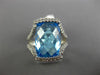 ESTATE LARGE 9.20CT DIAMOND & AAA BLUE TOPAZ 14KT WHITE GOLD OPEN FILIGREE RING