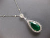 CERTIFIED LARGE 11.68CT DIAMOND & AAA COLUMBIAN EMERALD 18KT WHITE GOLD PENDANT