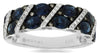 WIDE 2.08CT DIAMOND & AAA SAPPHIRE 14K WHITE GOLD 3D OVAL & ROUND 2 ROW FUN RING