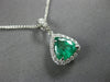 1.58CT DIAMOND & AAA EMERALD 14K WHITE GOLD 3D TRILLION & ROUND FLOATING PENDANT