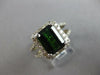 LARGE 5.15CT DIAMOND & AAA GREEN TOURMALINE 14KT WHITE GOLD HALO ENGAGEMENT RING