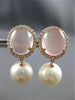 ESTATE LARGE 17CT DIAMOND & AAA PINK QUARTZ & SOUTH SEA PEARL 18KT ROSE GOLD EARRINGS
