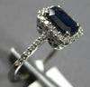 1.42CT DIAMOND & AAA SAPPHIRE 14K WHITE GOLD EMERALD CUT & ROUND ENGAGEMENT RING