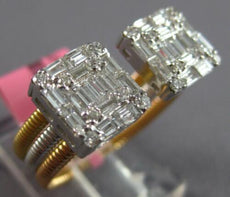 1.83CT DIAMOND 18KT TRI COLOR GOLD 3D ROUND & BAGUETTE CLUSTER FLEXIBLE FUN RING