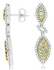 1.2CT WHITE & FANCY YELLOW DIAMOND 14KT 2 TONE GOLD MARQUISE SHAPE LEAF EARRINGS