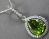3.33CT DIAMOND & AAA PERIDOT 14KT WHITE GOLD PEAR SHAPE & ROUND FLOATING PENDANT
