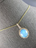 2.36CT DIAMOND & AAA AUSTRALIAN OPAL 14KT YELLOW GOLD OVAL HALO FLOATING PENDANT