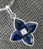 1.10CT DIAMOND & AAA SAPPHIRE 14KT WHITE GOLD PEAR SHAPE & ROUND FLOWER PENDANT