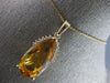 LARGE 10.10CT DIAMOND & AAA YELLOW TOPAZ 14KT YELLOW GOLD 3D TEAR DROP PENDANT