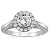 ESTATE 1.66CT DIAMOND 14KT WHITE GOLD CLASSIC HALO ENGAGEMENT WEDDING RING SET