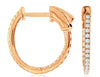 ESTATE .25CT DIAMOND 14KT ROSE GOLD 3D CLASSIC INSIDE OUT HOOP HANGING EARRINGS