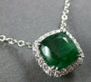 2.46CT DIAMOND & AAA EMERALD 14K WHITE GOLD 3D CLASSIC SQUARE HALO LOVE NECKLACE