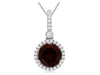 1.68CT DIAMOND & AAA GARNET 14KT WHITE GOLD 3D ROUND HALO FUN FLOATING PENDANT