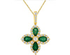 1.25CT DIAMOND & AAA EMERALD 14KT YELLOW GOLD PEAR SHAPE & ROUND FLOWER PENDANT