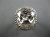 EXTRA LARGE 15.51CT DIAMOND & AAA MORGANITE 14KT WHITE GOLD CUSHION & ROUND RING