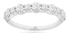 1.0CT DIAMOND 14K WHITE GOLD ROUND PAST PRESENT FUTURE WEDDING ANNIVERSARY RING