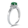 1.17CT DIAMOND & AAA EMERALD 14KT WHITE GOLD 3D OVAL & ROUND 3 STONE LOVE RING