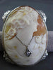 ANTIQUE LARGE OLD MINE DIAMOND 14K WHITE GOLD HANDCRAFTED CAMEO PIN BROOCH 24553