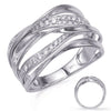 ESTATE .34CT DIAMOND 14KT WHITE GOLD 3D CLASSIC MULTI LEAF CRISS CROSS FUN RING