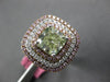GIA LARGE 3.06CT WHITE PINK & GREENISH YELLOW DIAMOND 18K WHITE & ROSE GOLD RING