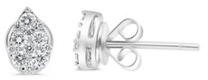 .30CT DIAMOND 14K WHITE GOLD 3D ROUND CLUSTER TEAR DROP PEAR SHAPE STUD EARRINGS