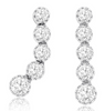 ESTATE .30CT DIAMOND 14KT WHITE GOLD 3D ROUND 5 STONE JOURNEY HANGING EARRINGS