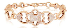 .95CT DIAMOND 18KT ROSE GOLD 3D MULTI HEART OVAL PAVE GEOMETRICAL LOVE BRACELET