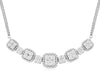 2.5CT DIAMOND 14KT WHITE GOLD 3D CLUSTER ROUND MULTI SQUARE HALO LOVE NECKLACE