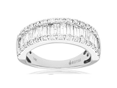 1.50CT DIAMOND 14KT WHITE GOLD ROUND & BAGUETTE SEMI ETERNITY ANNIVERSARY RING